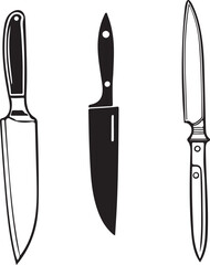 Knife Rustic Tool for Gardening, Silhouette vector art illustration with a white background