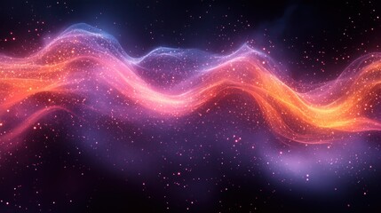 Obraz premium Abstract wavy glowing energy stream with particles.
