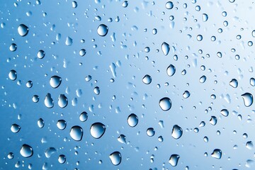 Water Drops on Blue Glass - Nature's Abstract Art