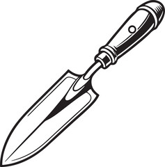 Knife Rustic Tool for Gardening, Silhouette vector art illustration with a white background