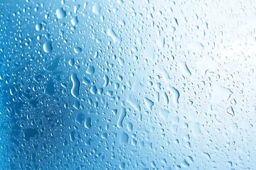 Stunning Water Droplets on a Blue Surface