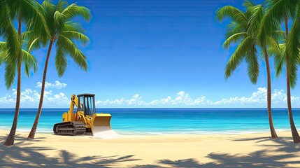 Obraz premium beach with coconut trees and sea