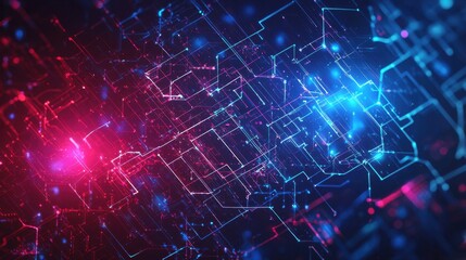 Obraz premium Abstract Digital Technology Background with Red and Blue Effects