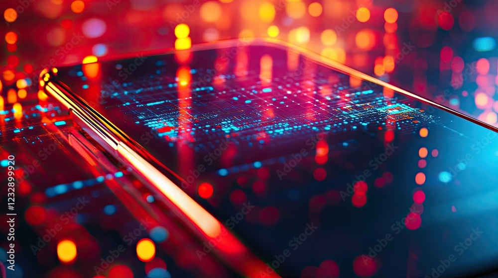 Poster Smartphone Displaying Abstract Circuitry Pattern