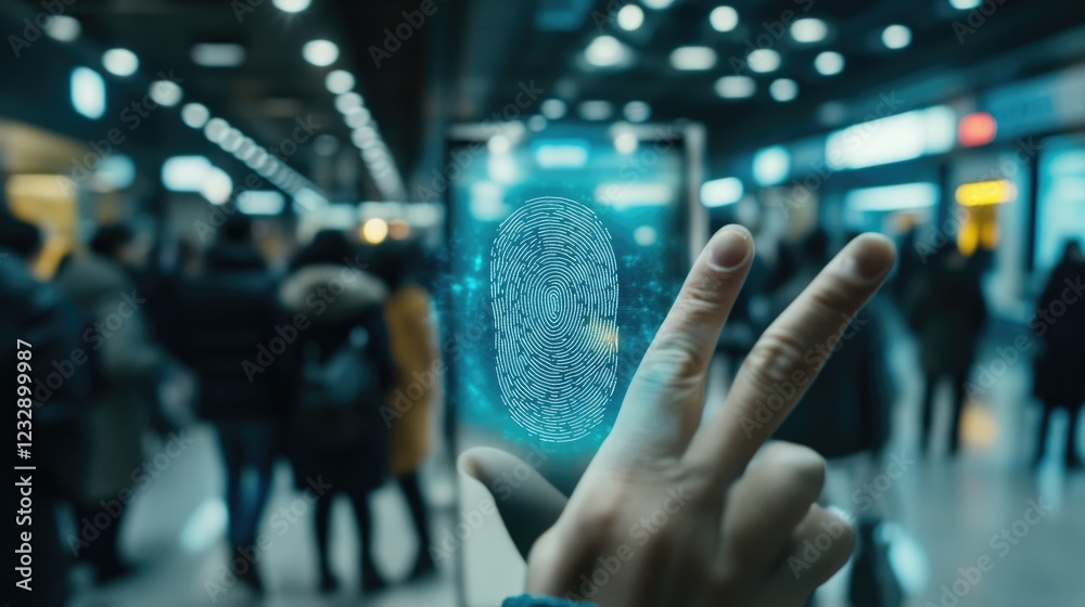 Poster Digital Fingerprint Authentication System In Crowded Space