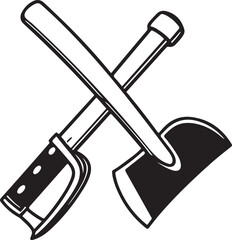 Knife Rustic Tool for Gardening, Silhouette vector art illustration with a white background