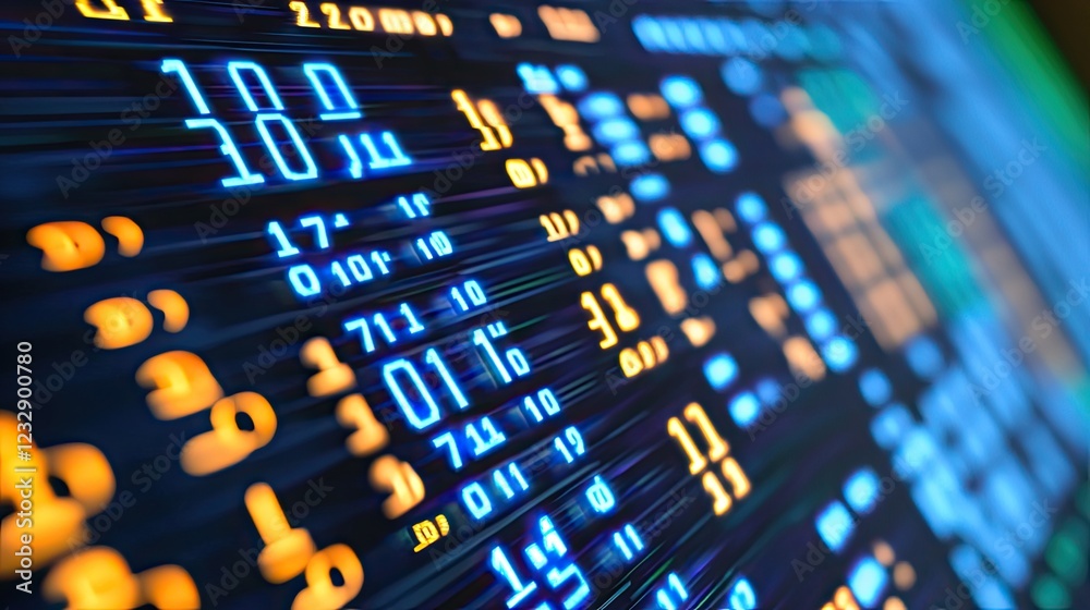 Poster illuminated digital stock market data display screen