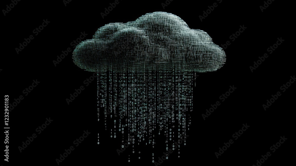 Poster Digital Cloud Data Rain Abstract Representation
