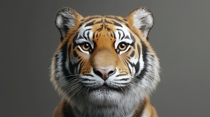 Obraz premium Tiger portrait, studio shot, neutral background, wildlife imagery