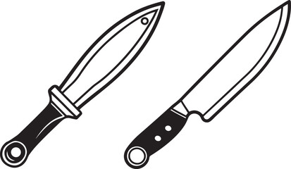 Knife Rustic Tool for Gardening, Silhouette vector art illustration with a white background