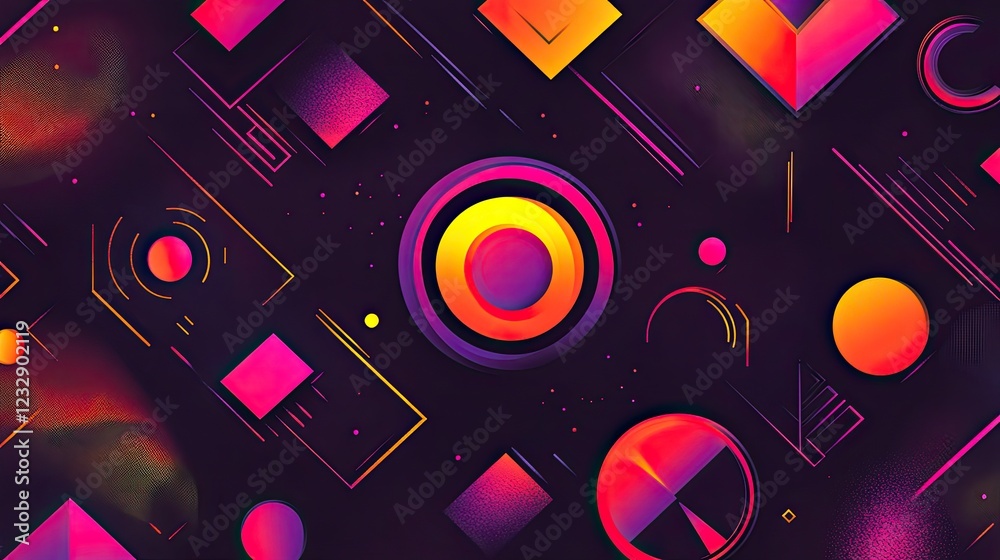 Poster abstract geometric shapes vibrant colors dynamic design