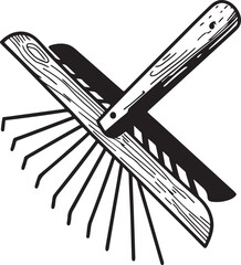 Knife Rustic Tool for Gardening, Silhouette vector art illustration with a white background