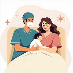 Obraz premium A man and a woman are holding a baby