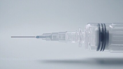 Close-up view of a medical syringe with a sharp needle against a soft background
