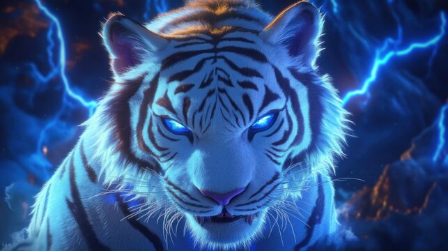 青い背景のトラ - (Blue Background Tiger ) 青い背景のトラ - (Blue Background Tiger )