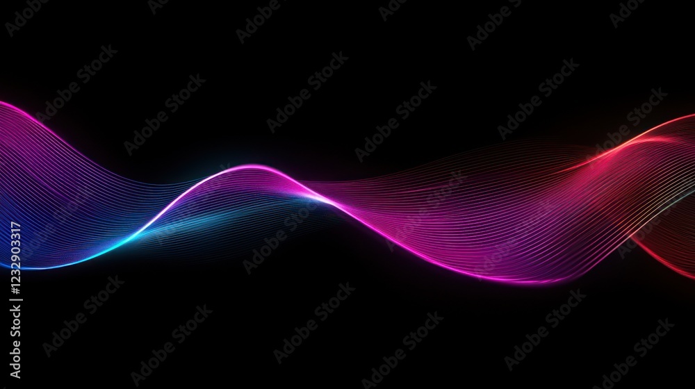 Poster abstract neon wave lines flowing dark background