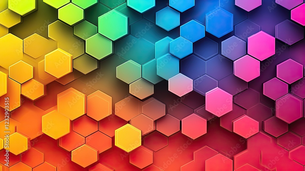Poster Abstract Colorful Hexagon Pattern Background