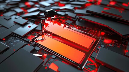Abstract Red And Black Technological Circuit Board Design