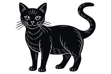 black and white cat vector illustration