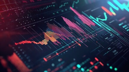 Obraz premium Data visualization of stock market trends on digital screen