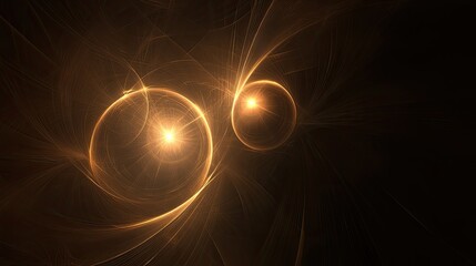 Golden Celestial Orbs Abstract Fractal Art