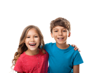 Laughing children isolated on white background, cut out 