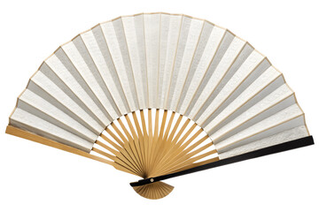 Handheld Fan: Elegant off-white paper fan with bamboo ribs and a black handle, perfect for adding a touch of Asian-inspired decor or illustrating a summer scene. 