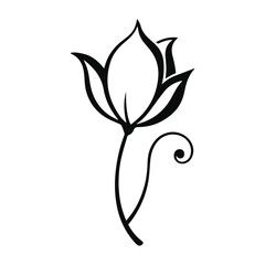 Obraz premium Minimalist Single Flower Silhouette. Elegant Black & White Floral Art