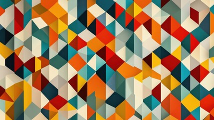 Colorful Geometric Pattern with Triangles and Rectangles in Texture