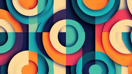 Fototapeta premium Vibrant Circular Patterns with Multicolored Geometric Design