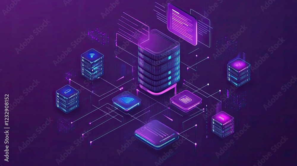 Poster Networked Servers Data Center Digital Infrastructure System