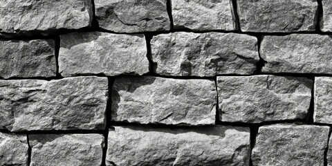 Seamless high-definition grayscale stone wall texture for design and background use