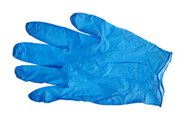latex surgical blue glove isolated on white, clipping path
