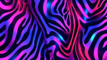 Obraz premium Vibrant glowing zebra pattern in neon colors enhances modern abstract design