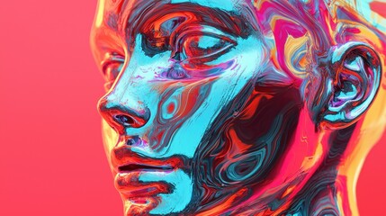 Vibrant Abstract Sculpture with Colorful swirls and Reflections