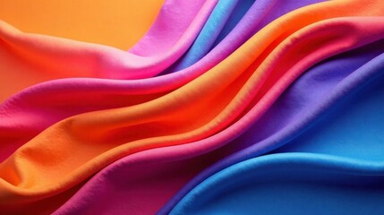 Vibrant Hues of Draped Fabric in a Colorful Gradient Displaying Smooth Textures and Soft Waves