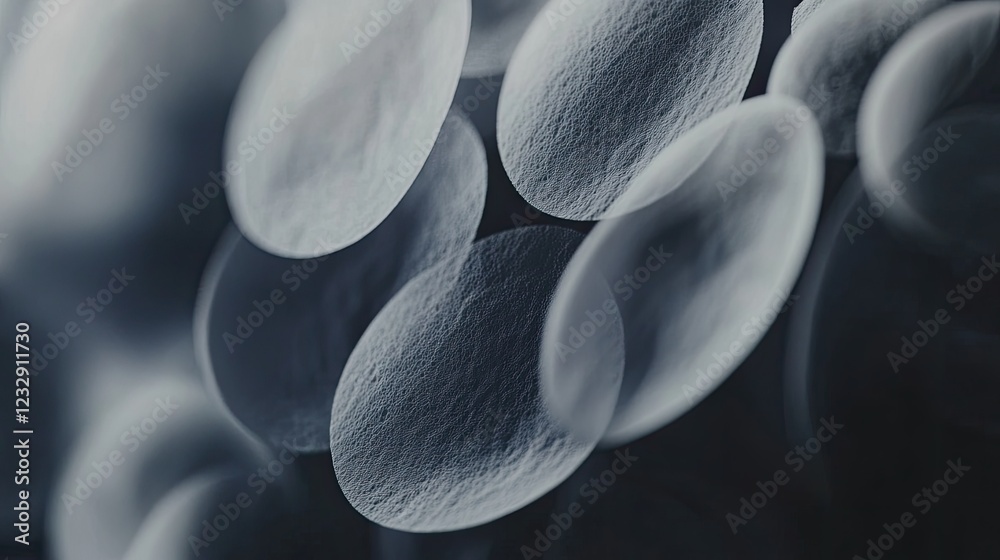 Poster abstract grey circles floating in darkness