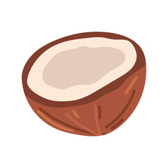 coconut. The tropical fruit is coconut. coconut chips. coconut grew on a palm tree. coconut milk. an artful cocktail. a fruit painted in a flat style. vector. delicious milk.