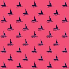 Pattern of palm trees, flamingos, waves and nautical elements with water splashes, playing with these elements to make a fun design with bright colors and beach or vacation objects.