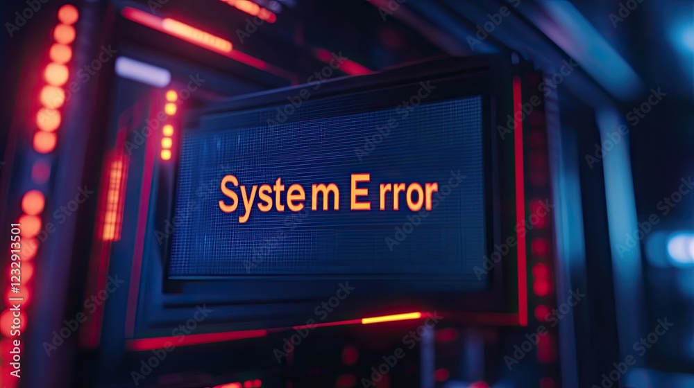 Poster System error message displayed on a digital screen