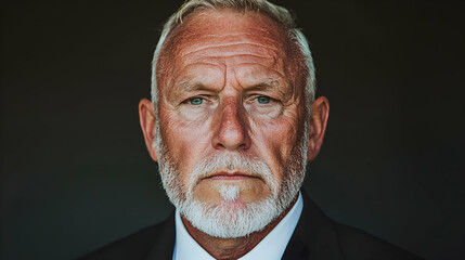 Fototapeta premium Serious senior businessman portrait, dark background