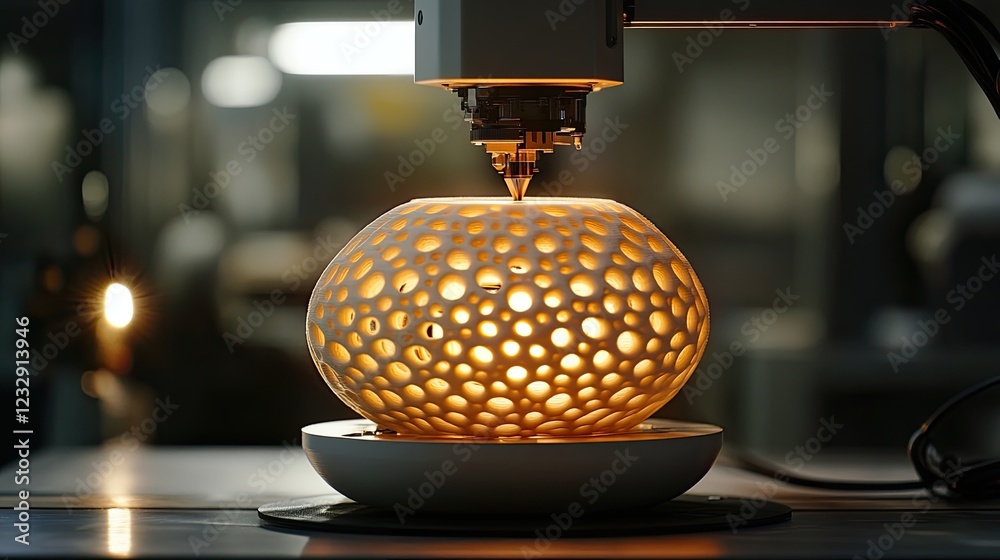 Aufkleber 3D Printer Creating Illuminated Sphere Lamp Design