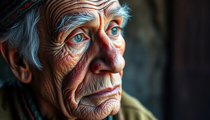 Portrait of a thoughtful elderly person
