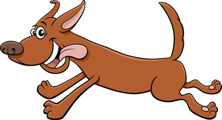 happy cartoon running dog animal character