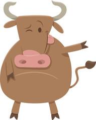 funny cartoon bull farm animal character