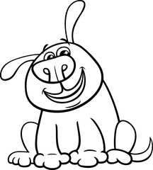 happy cartoon dog or puppy animal character coloring page