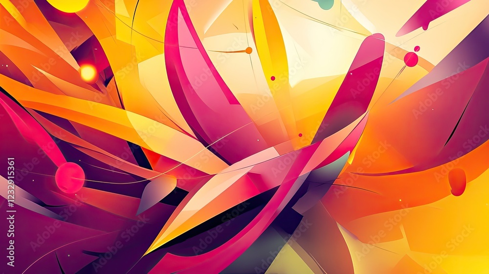 Poster Abstract Colorful Shapes Intertwined Dynamically