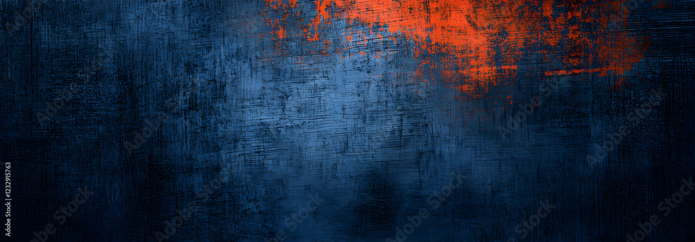 Wall mural grungy textured backdrop blending deep blue and vibrant orange, offering dynamic visual interest for
