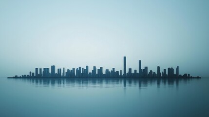 Fototapeta premium Modern City Skyline Reflection on Calm Water in Minimalist Style