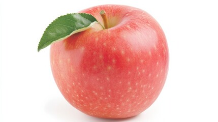 fresh pink lady apple with leaf